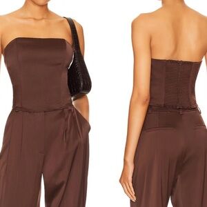 Favorite Daughter Womens Chocolate Brown Dark Academia Ballet Regency Corset Top